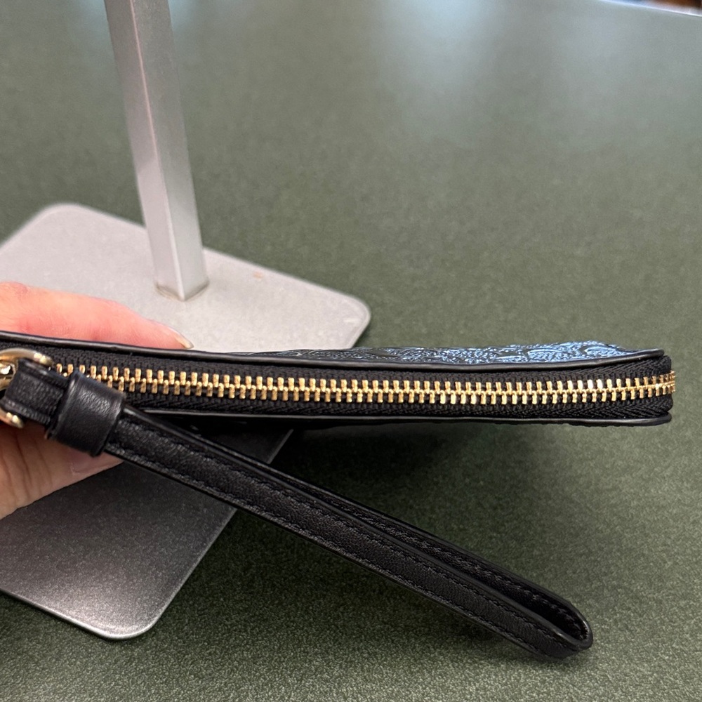 Coach Black Signature Patent Leather Wristlet - Picture 6 of 7